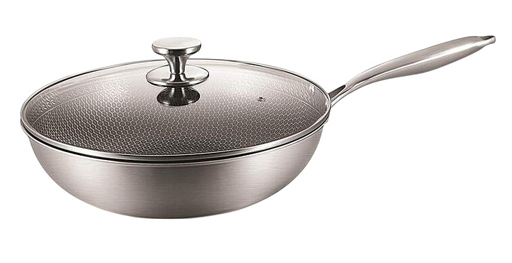 Сковорода Вок P.L. Proff Cuisine New Kitchen Honeycombs 81280257 4 л d 28 см h 8.5 см нержавеющая сталь, индукция