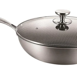 Сковорода Вок P.L. Proff Cuisine New Kitchen Honeycombs 81280259 6 л d 32 см h 9.5 см нержавеющая сталь, индукция